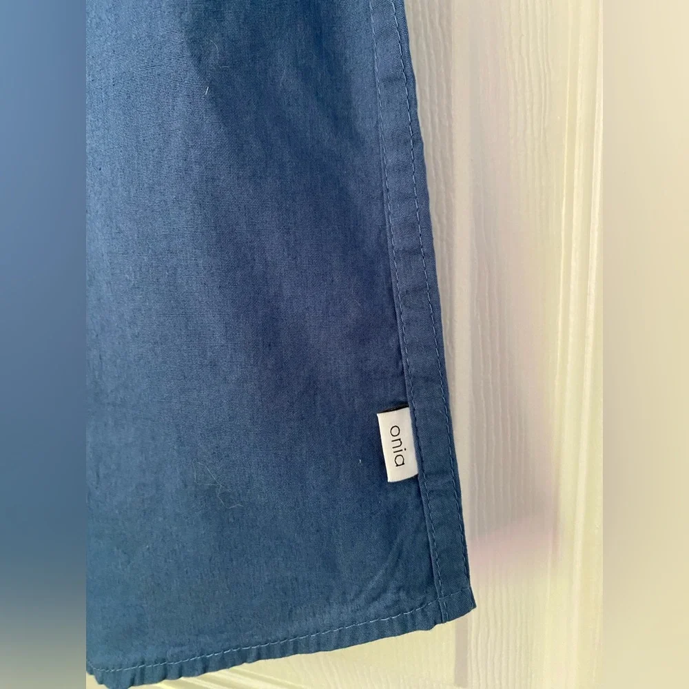 Onia Men’s Shirt 100% Cotton Button Down Shirt Short Sleeve Blue New size Medium - Picture 4 of 9